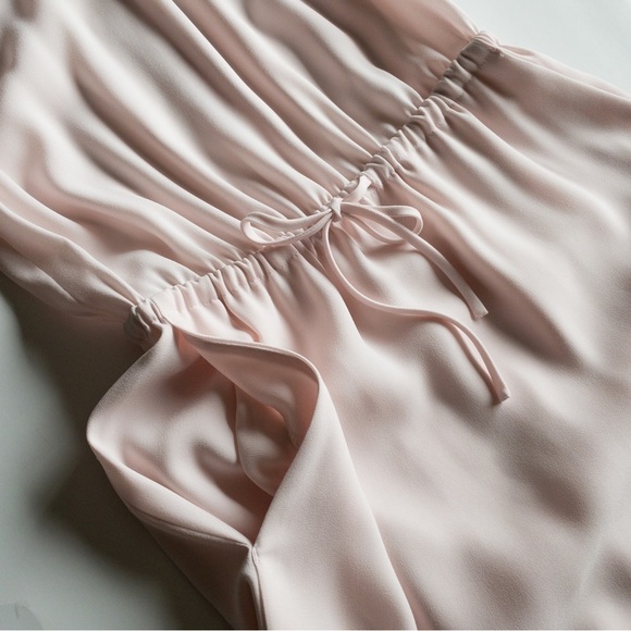 Aritzia Babaton Blush Pink Ruffle Sleeve Tie Waist Knee Length Dress Size XS - Picture 7 of 15